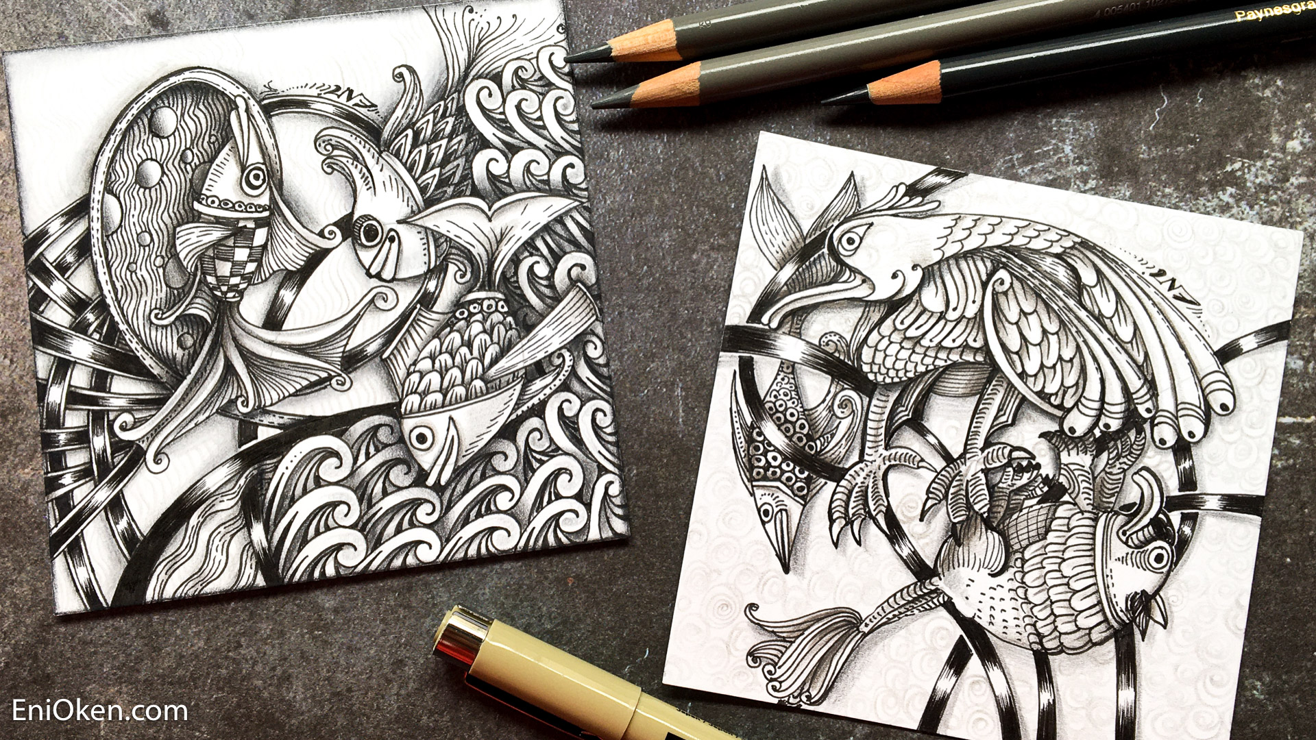 Entangled and Zentangle Inspired Art