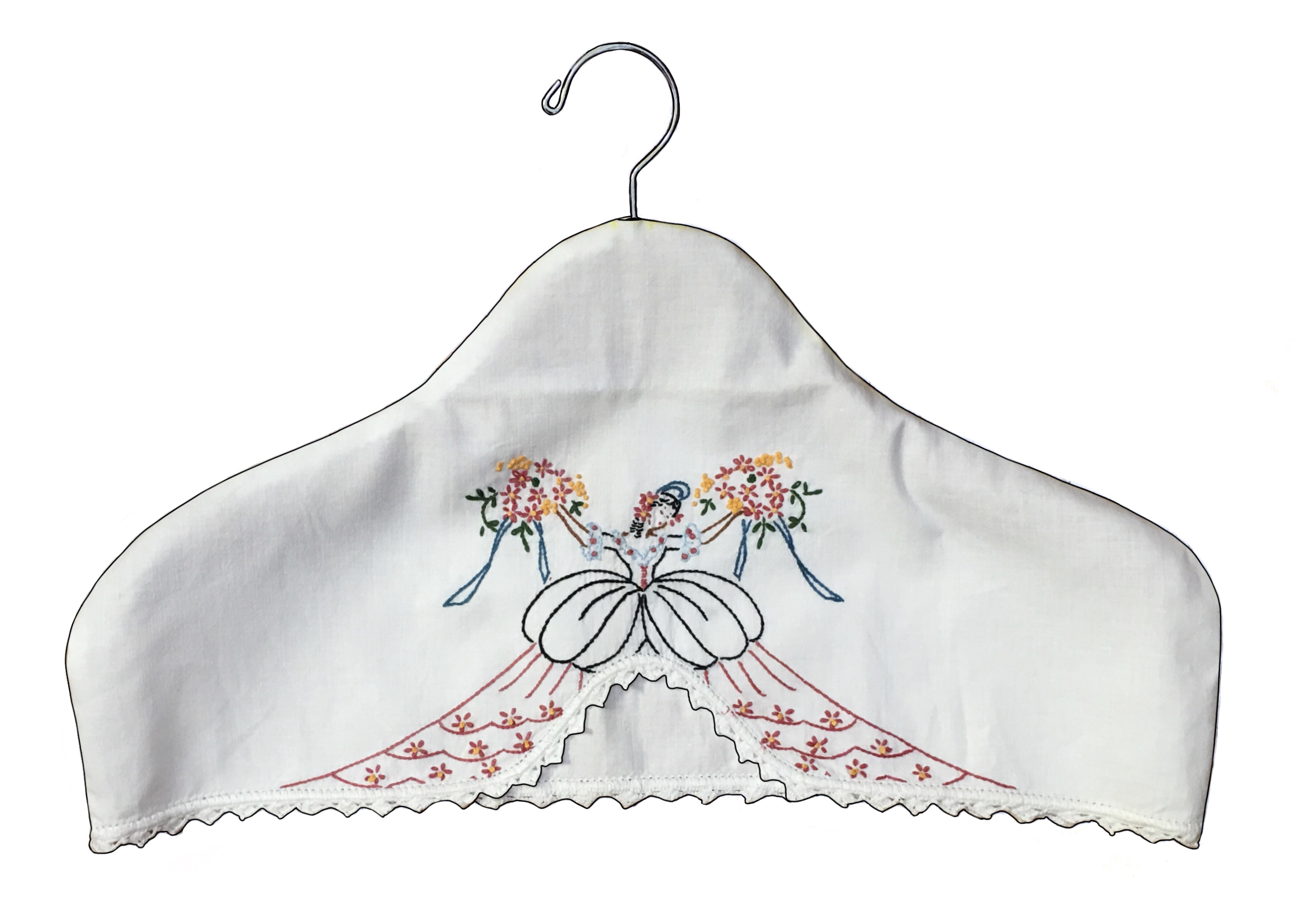 Vintage linen covered hanger