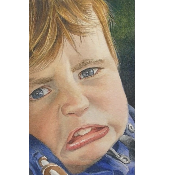 watercolor child smiling by Rebecca Rhodes