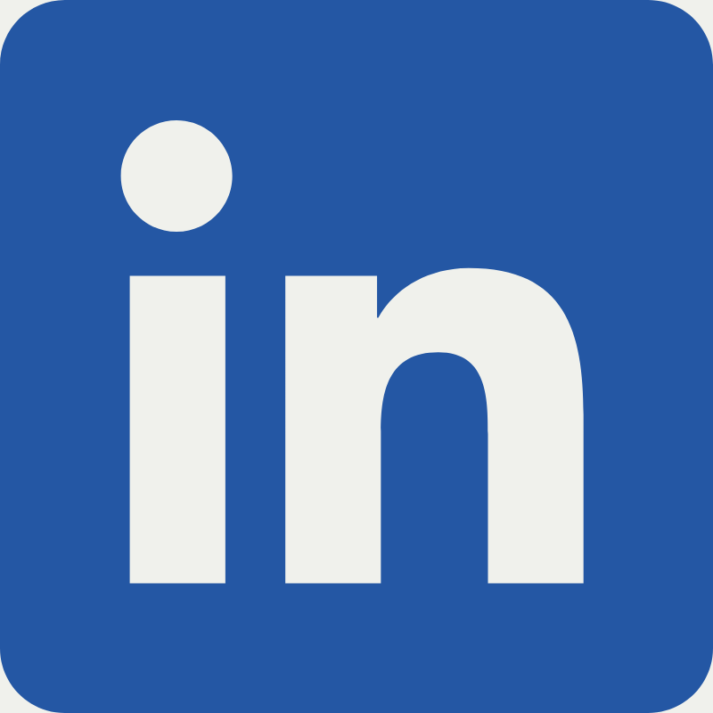 LinkedIn Symbol of blue square with white letters 'in' in the middle