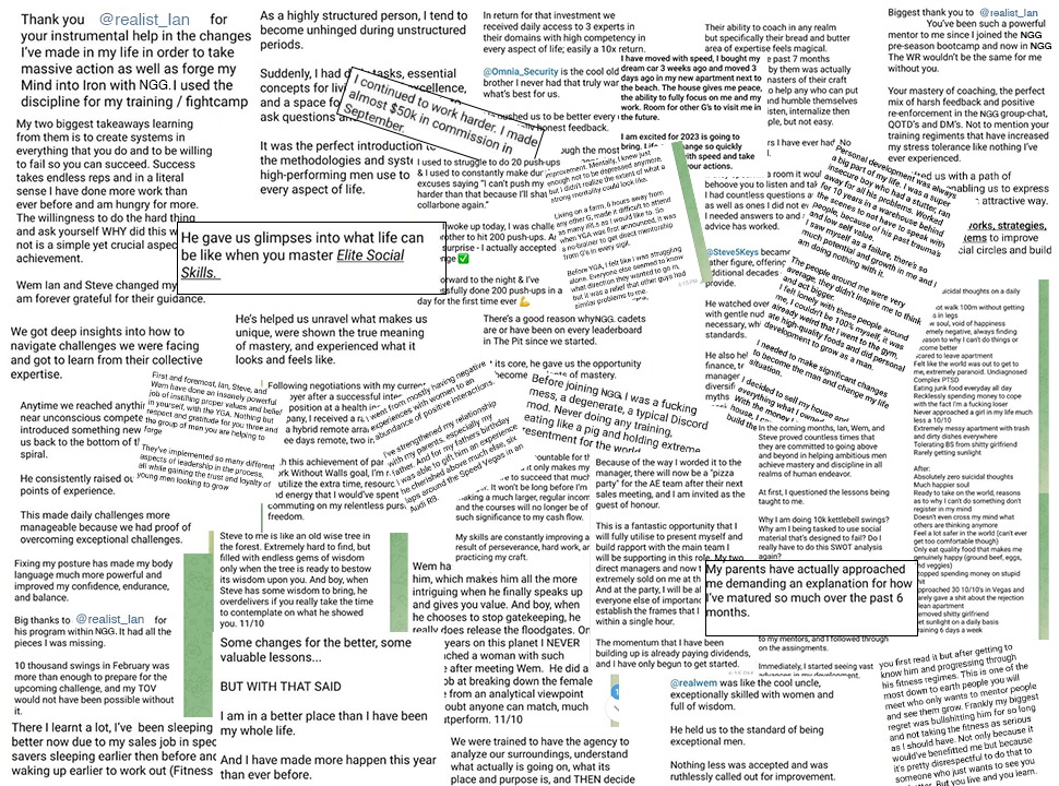 Collage of testimonial screenshots