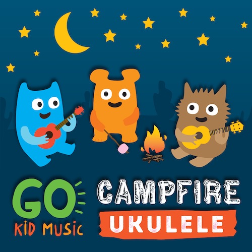 3 beastie cartoons play ukulele round the campfire with Go Kid Music