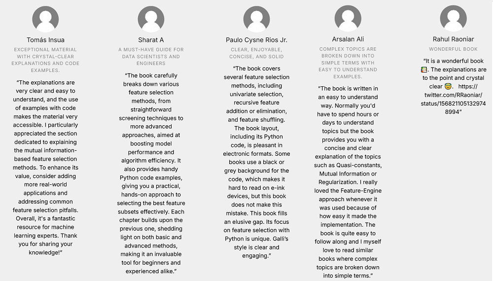 Reader testimonials