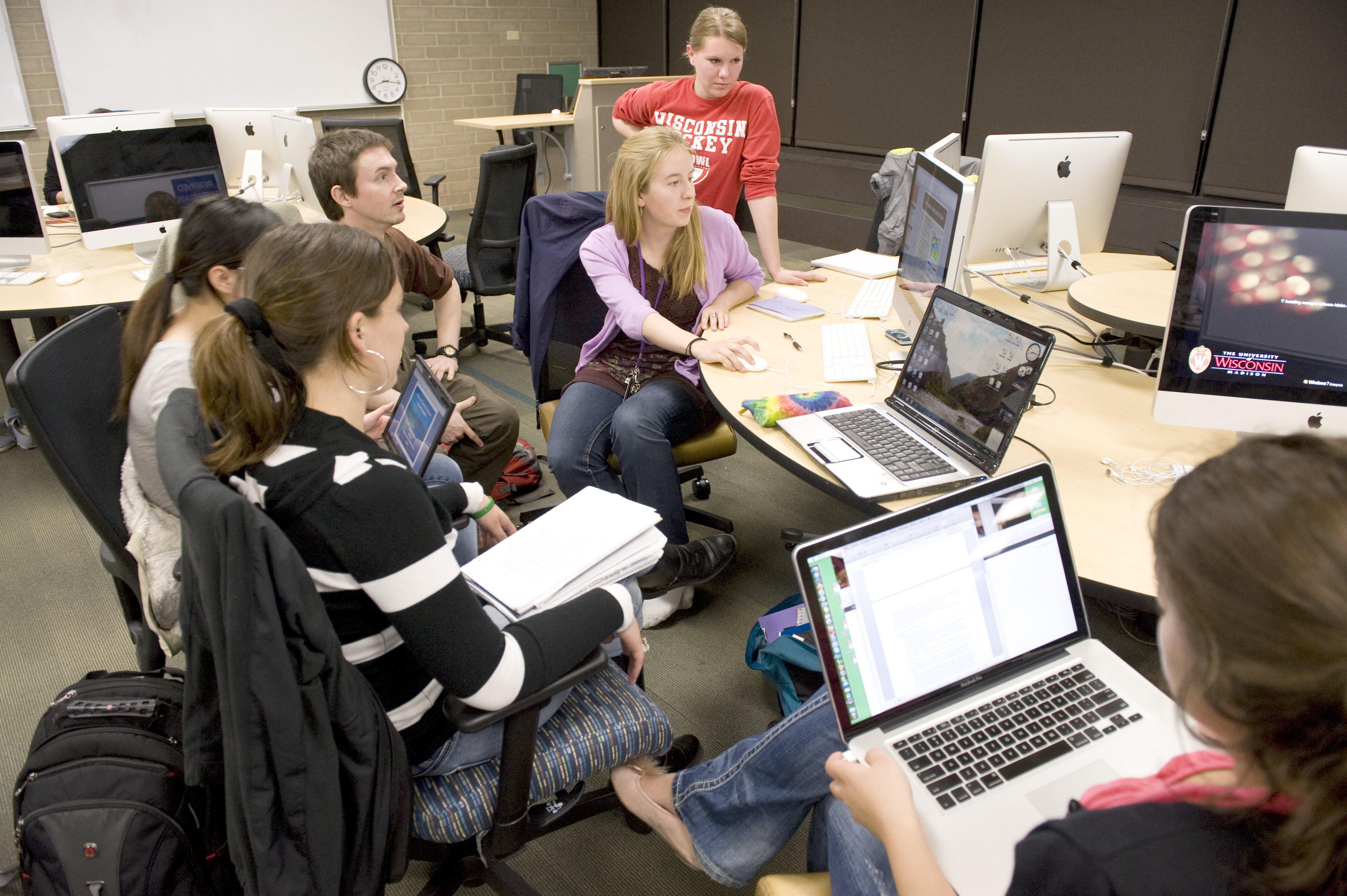 small group of students working