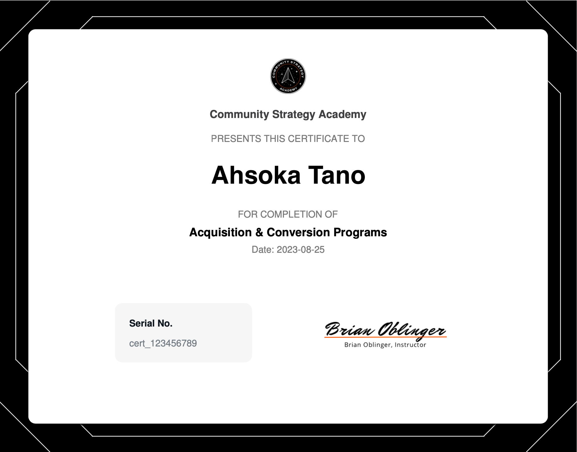 Community Strategy Academy Certificate Of Completion