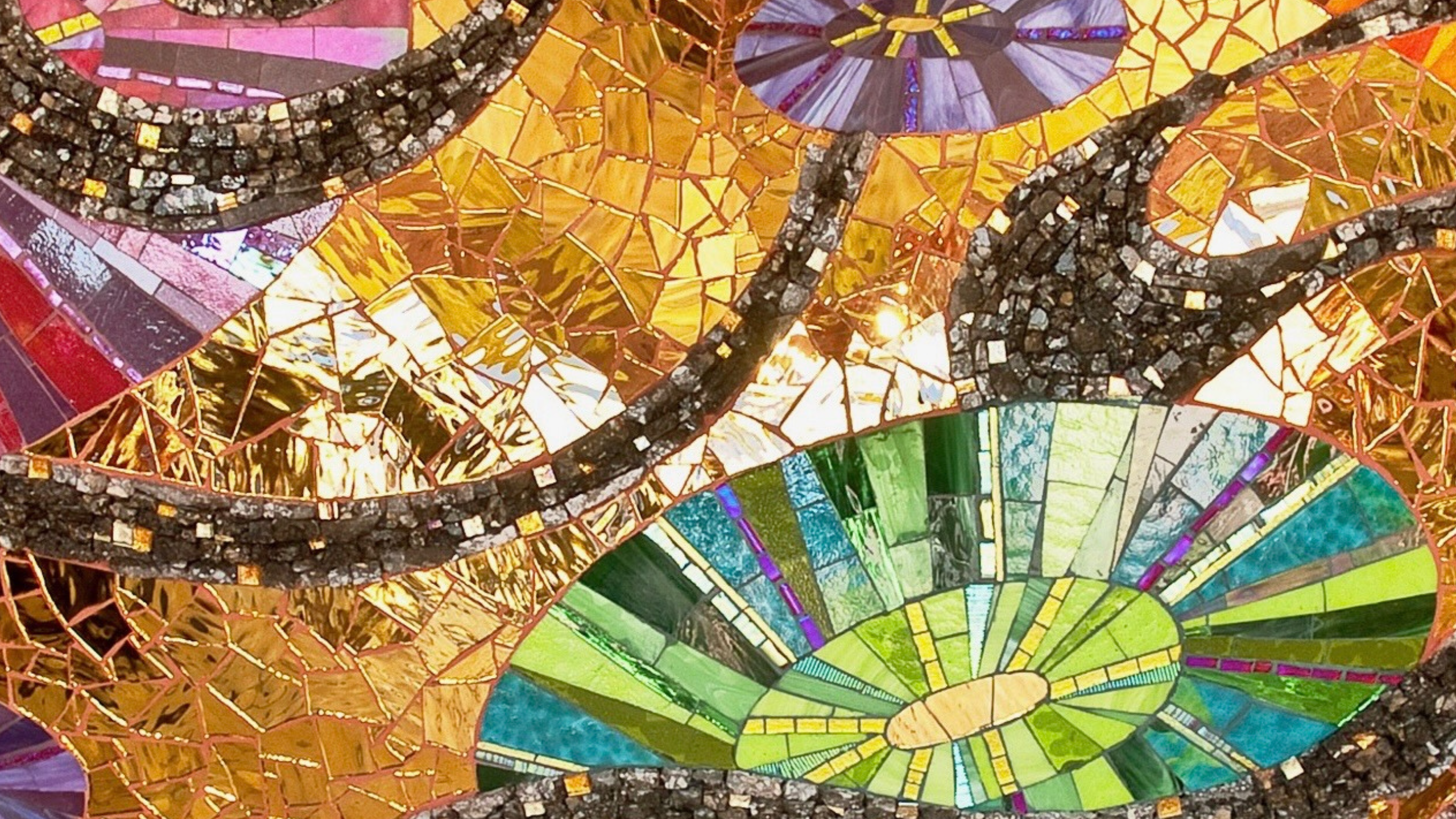 detail of mosaic mural by Laurel True