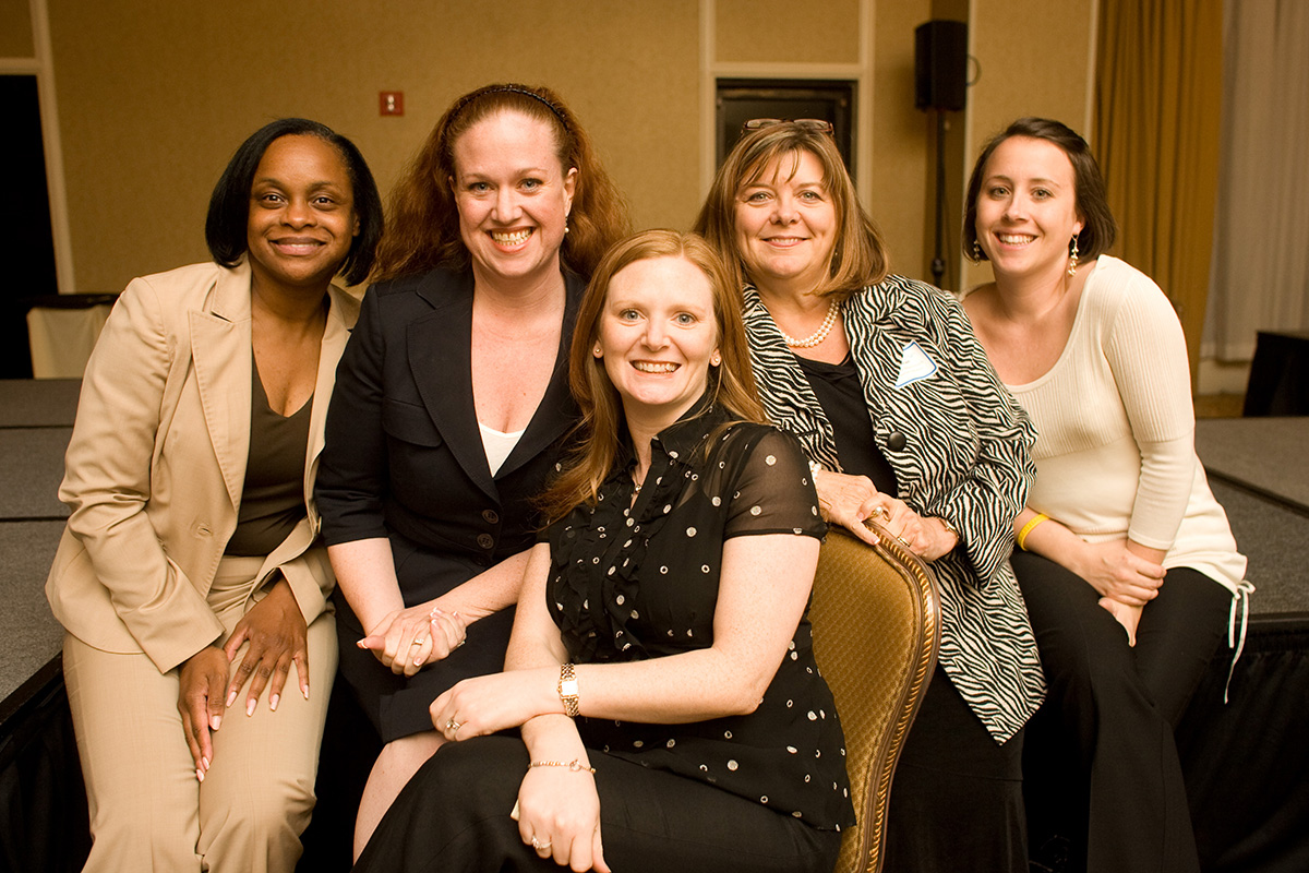 Founding Members: Karen Radford, Shari Johns, Laura DeBow, Marsha Ballard French, Trudy Baade (not pictured: Micki Novak, Jenny Cline)