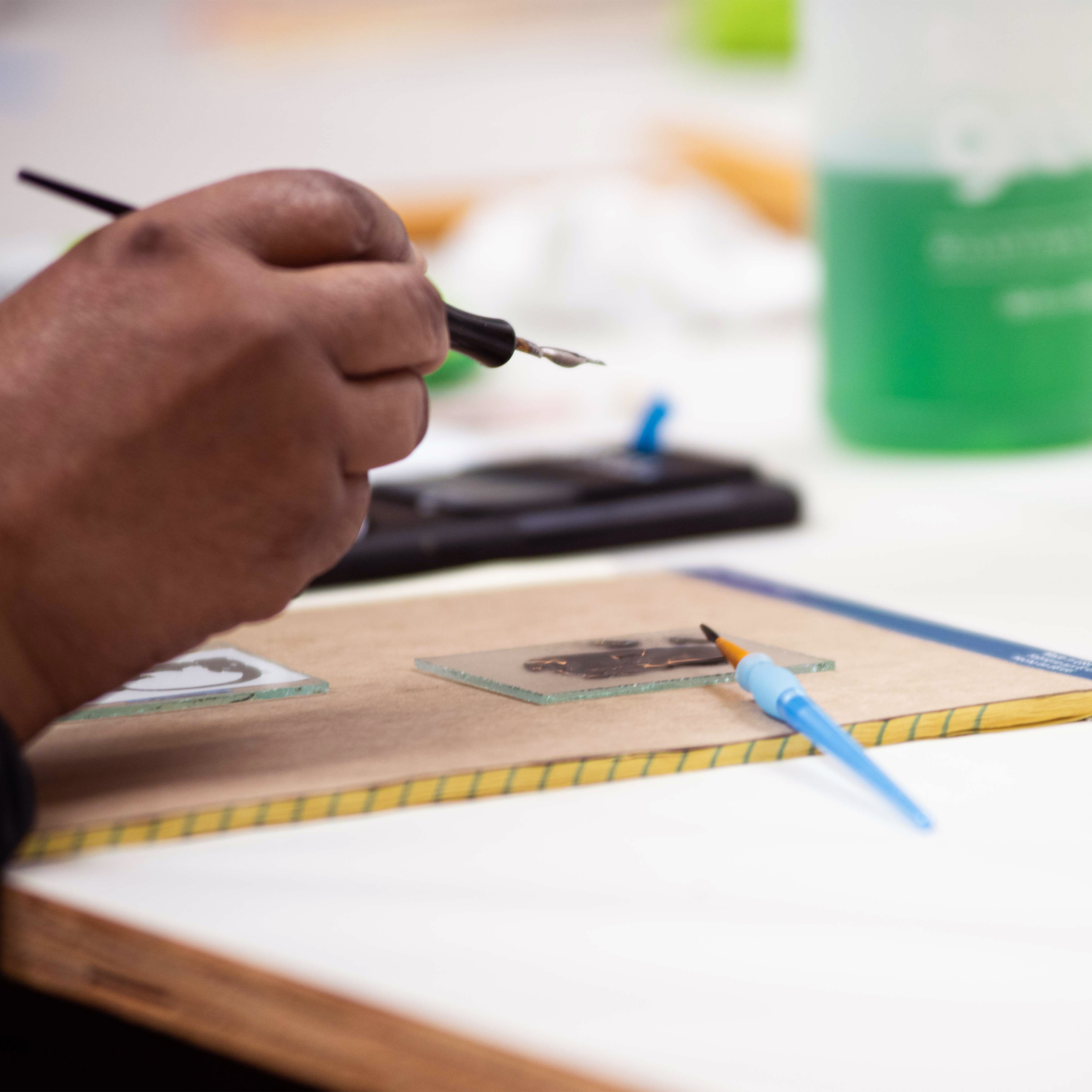 hand quilling on stained glass