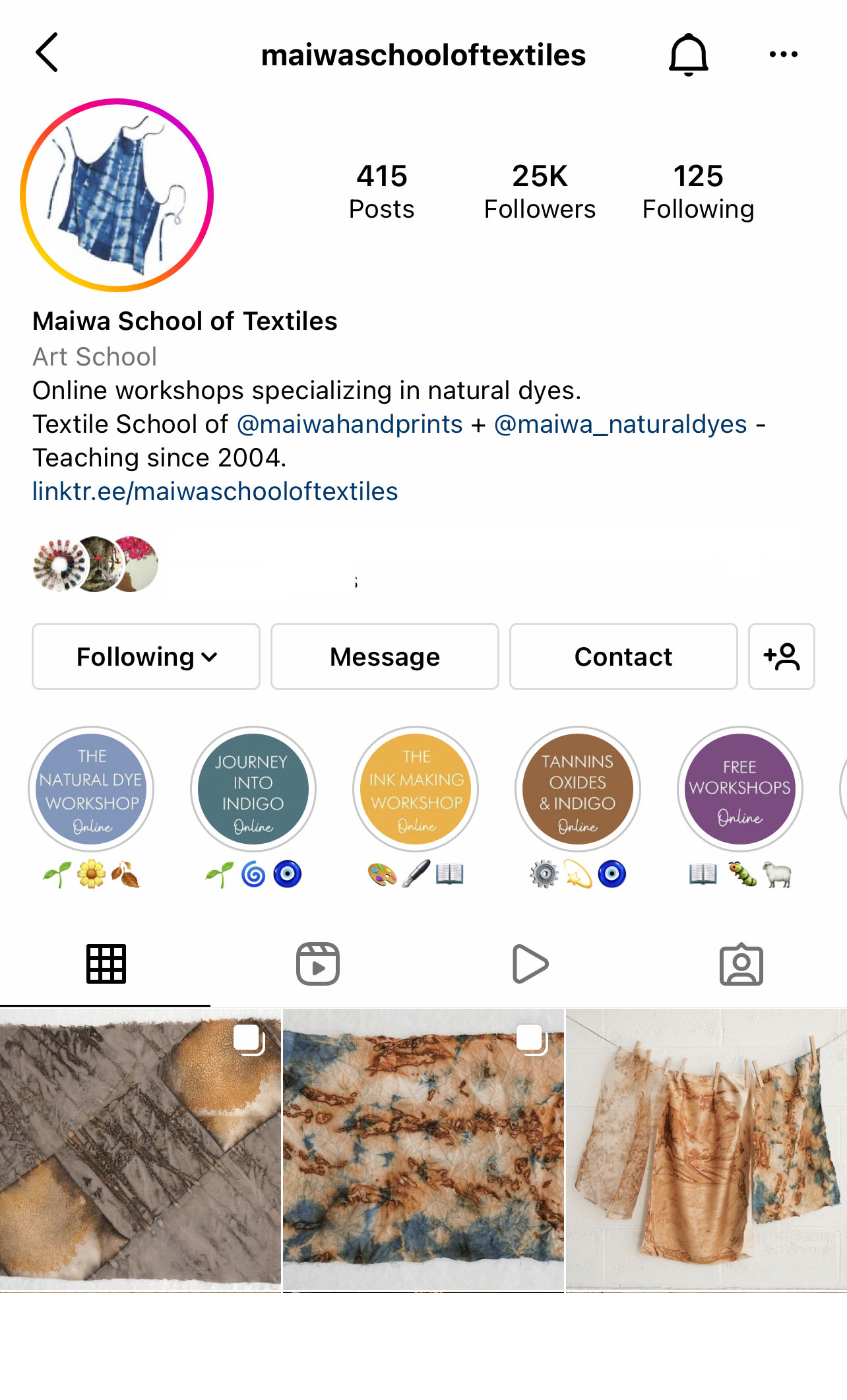 @maiwaschooloftextiles on instagram