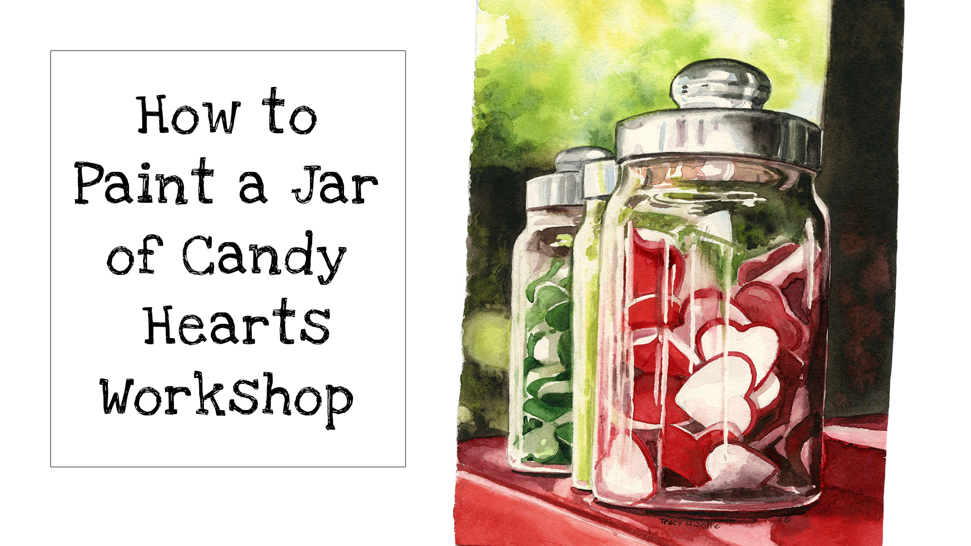 How to Paint a Jar of Candy Hearts with Watercolors