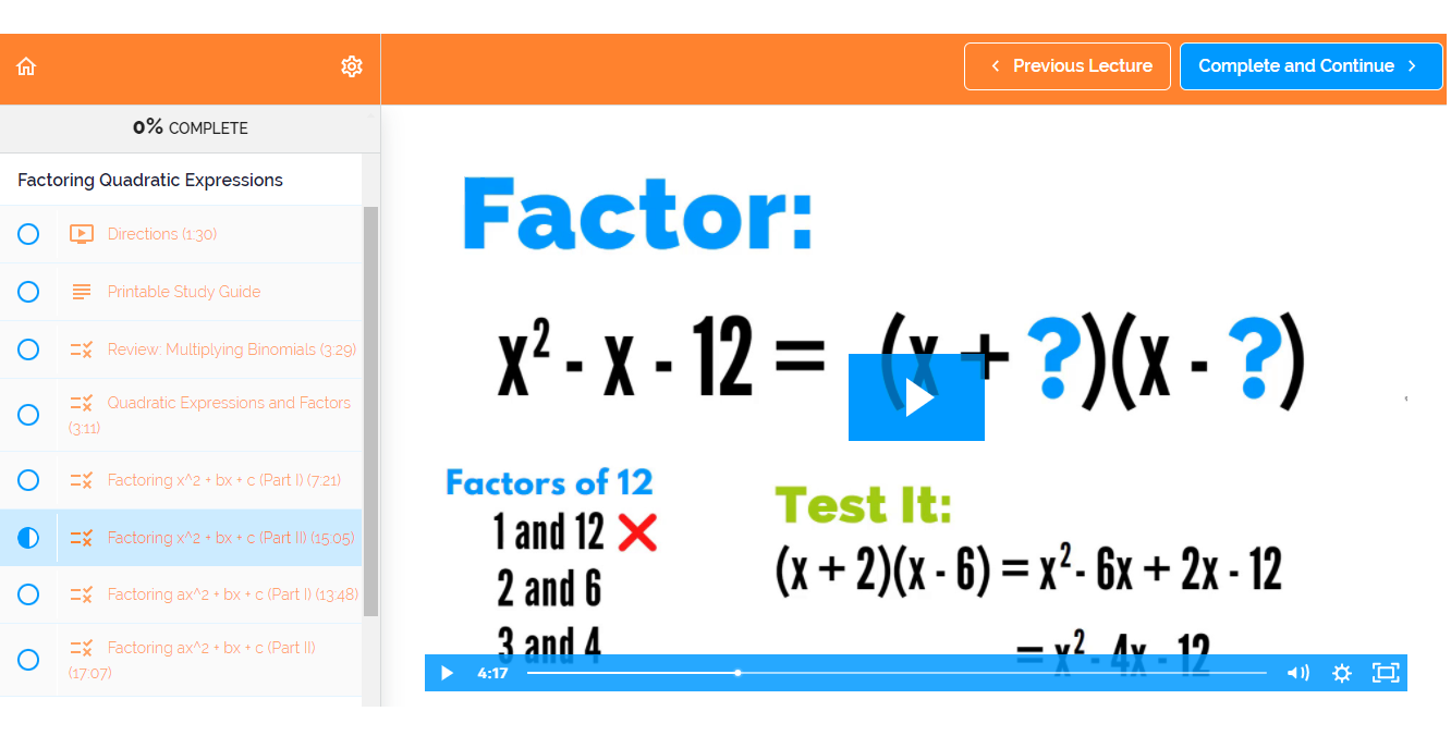 Factoring Quadratics Activities and Videos for Algebra Teachers