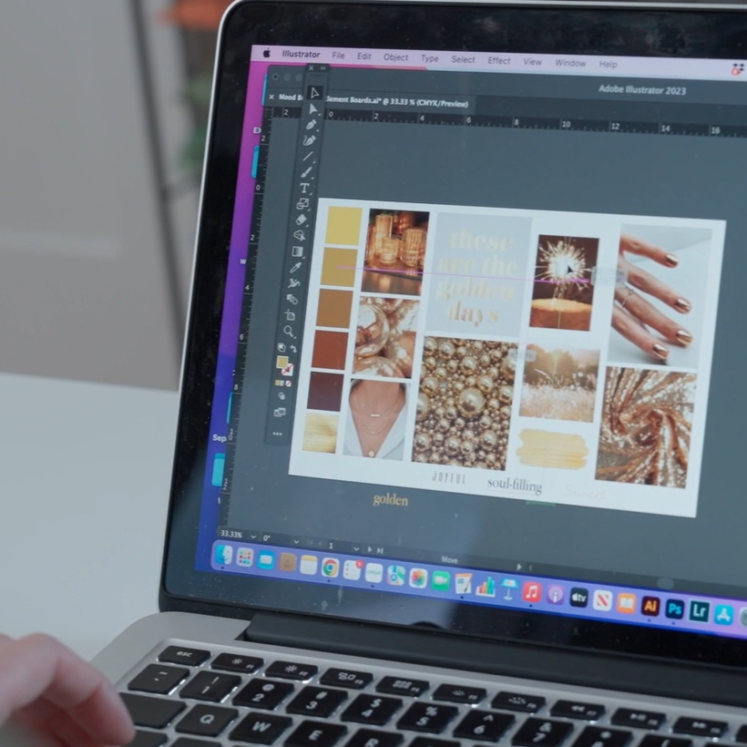 Laptop with mood board