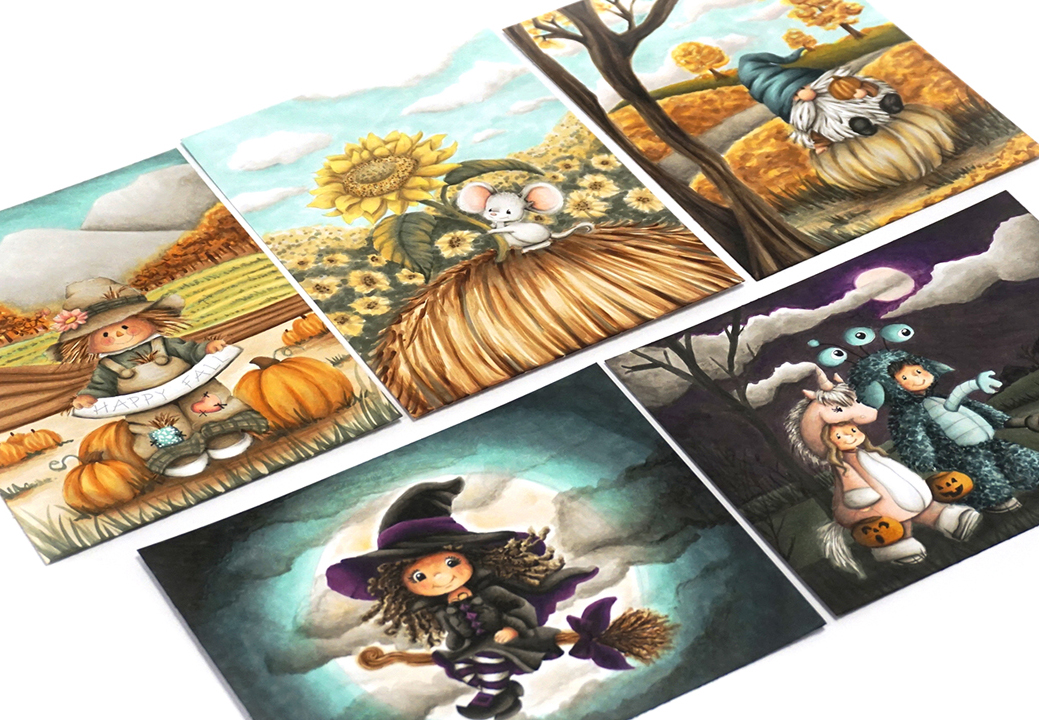 Fall Online Copic Marker Training Course - Learning Freehand backgrounds and coloring Fall Images.