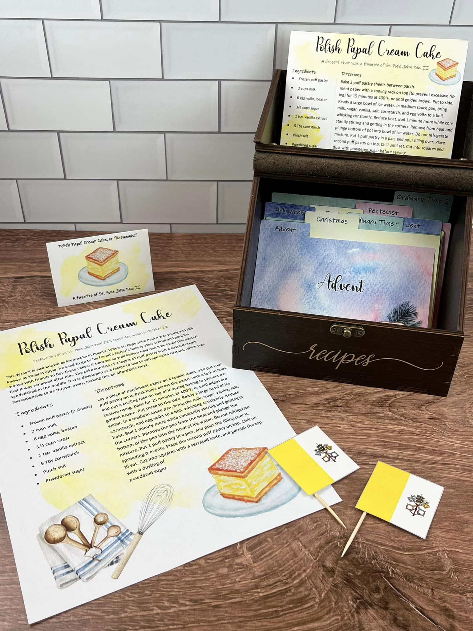 Polish Papal Cream Cakes Printable and Recipe Box