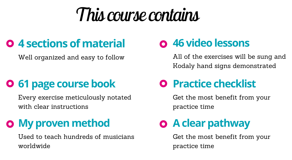 This course contains 4 sections of material, 46 video lessons, 61 page course book, practice checklist, my proven method, a clear pathway.