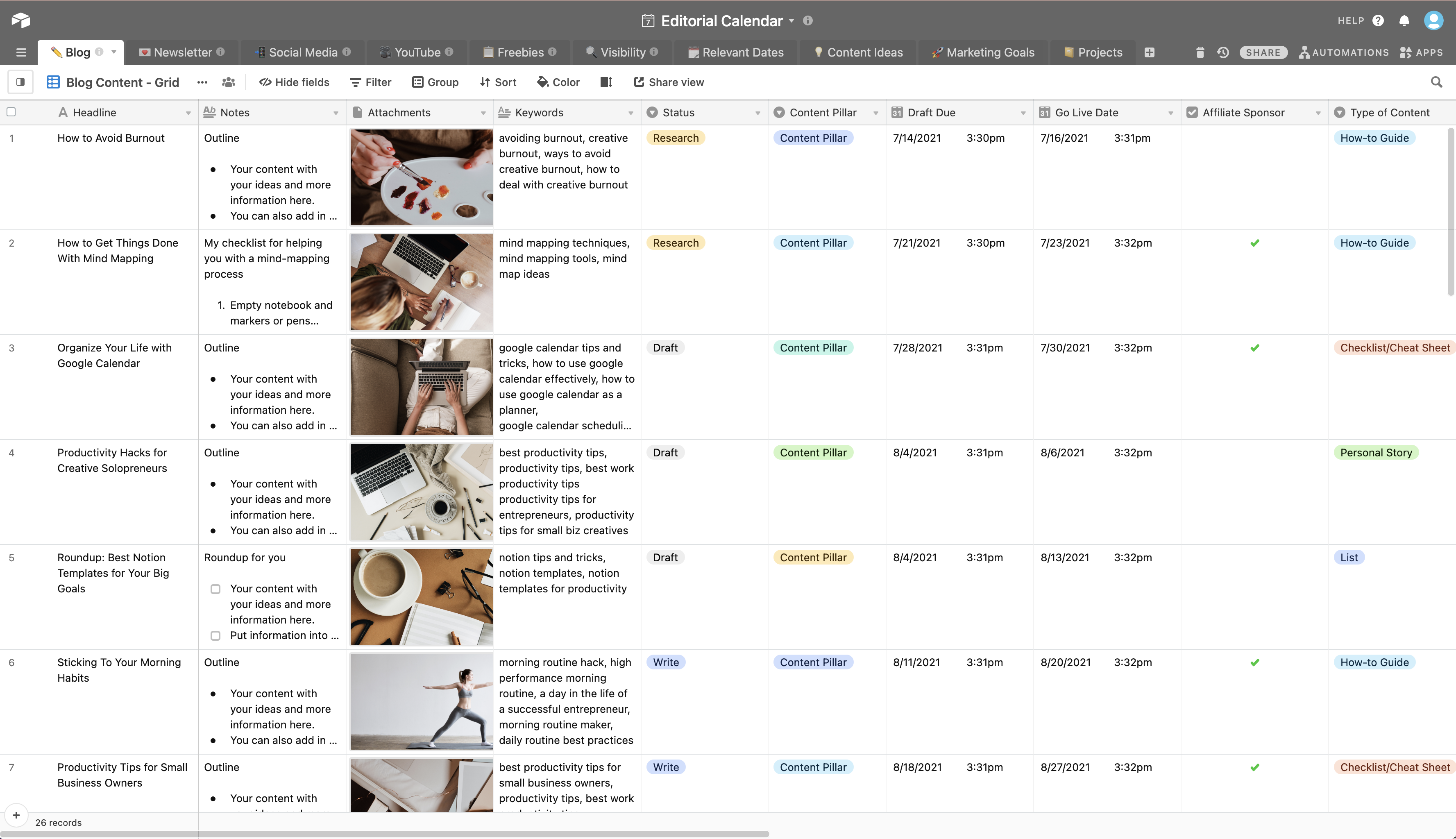 Content Calendar Using Airtable Nancy Casanova