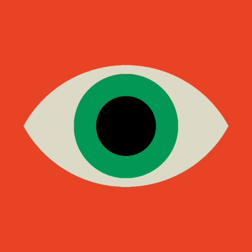 image of an eye on red background meaning look at our resources