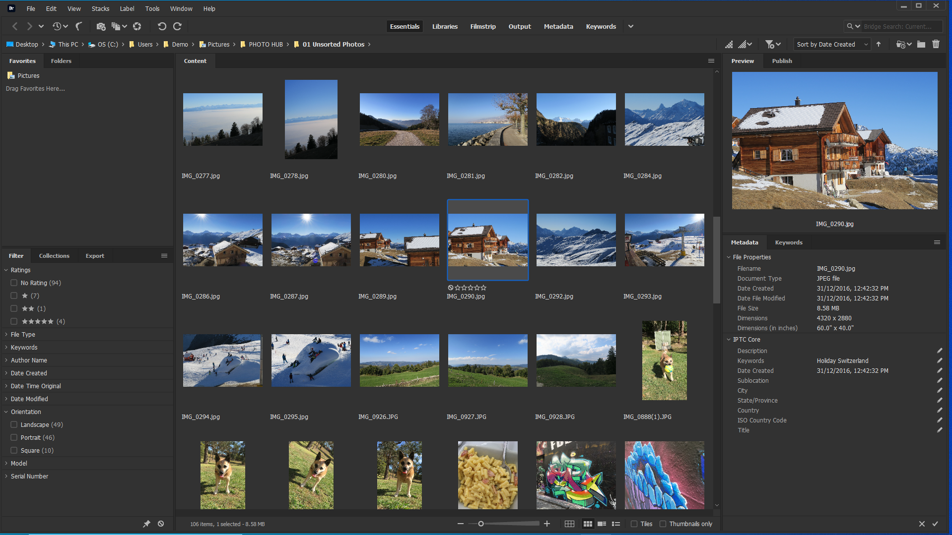 Managing Photos with Adobe Bridge Photos In Order