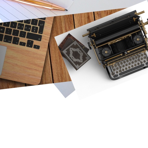 A pen, a laptop and a typewriter