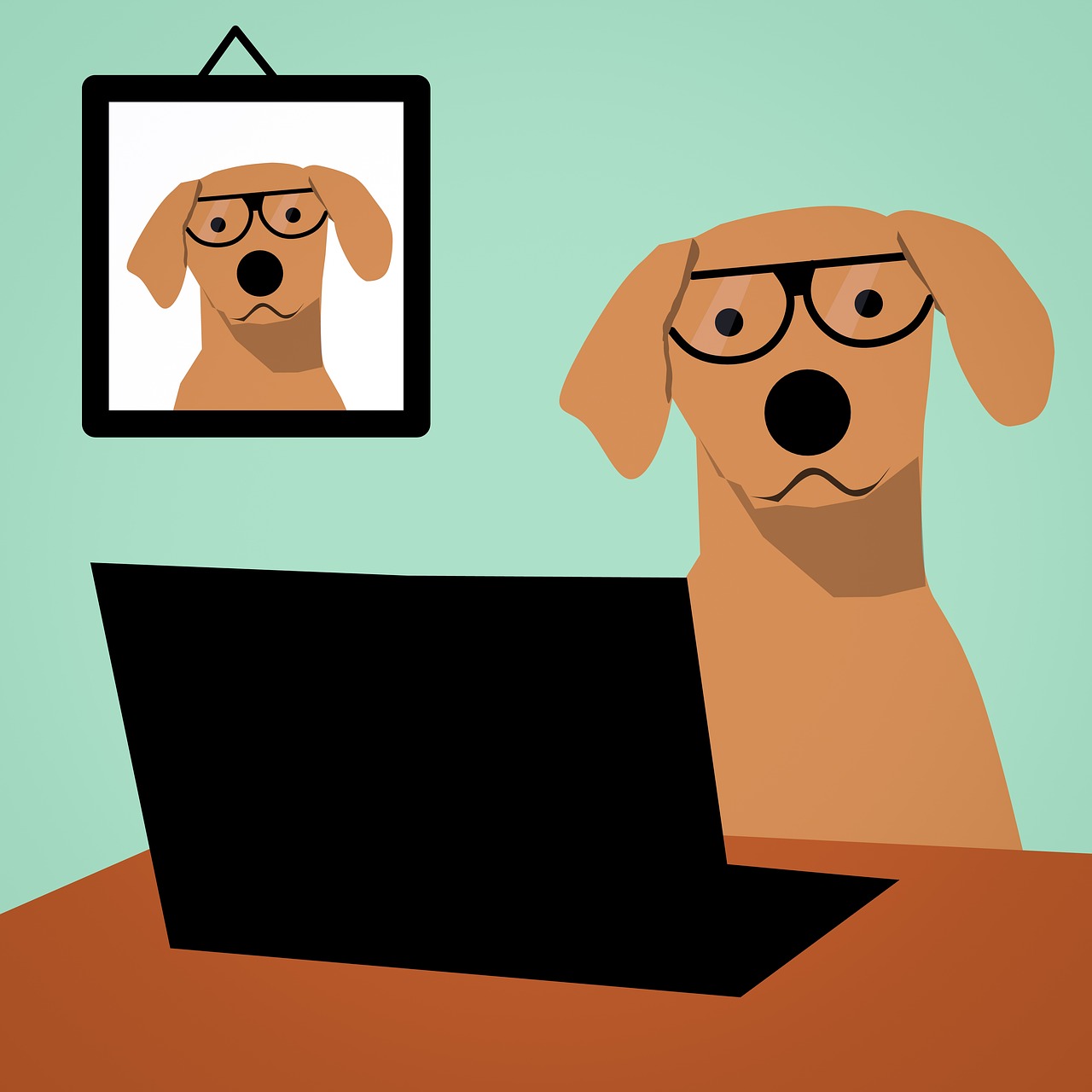 dog with reading glasses on computer sharing realtoughcandy.io affiliate program link