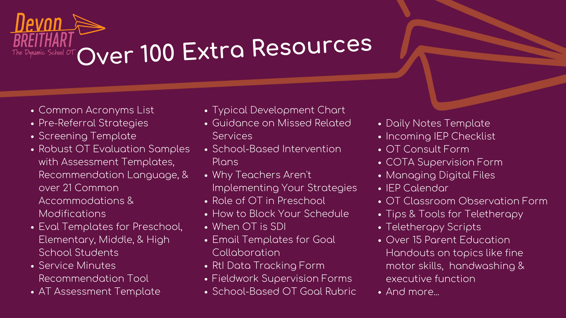The Dynamic School OT Extra Resources