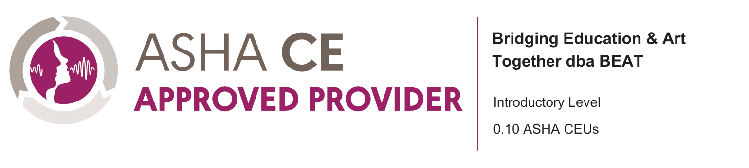 ASHA CE Approved Provider Brand Block for BEAT, Introductory Level, 0.10 ASHA CEUs