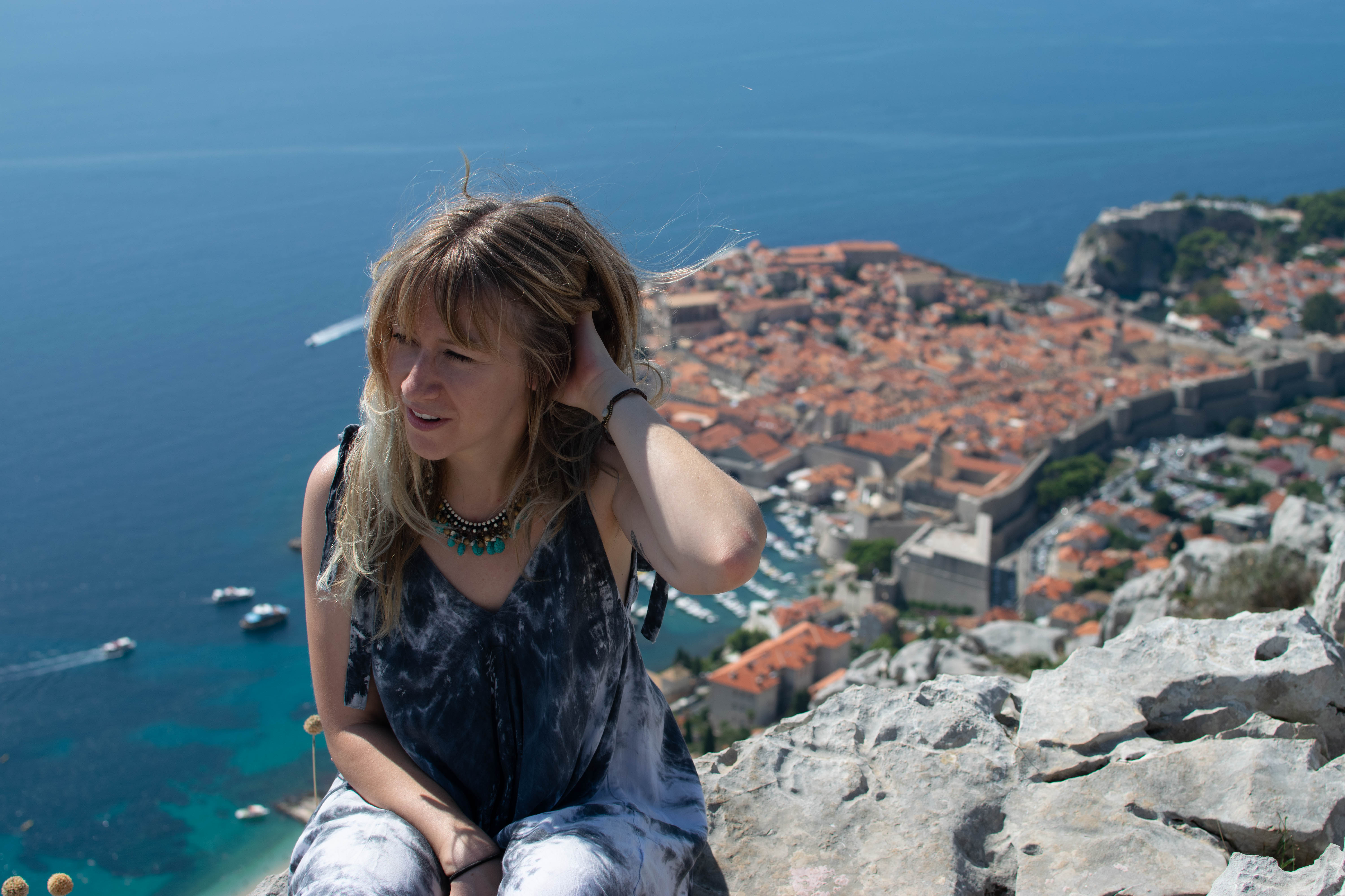 before photo edit girl above dubrovnik 