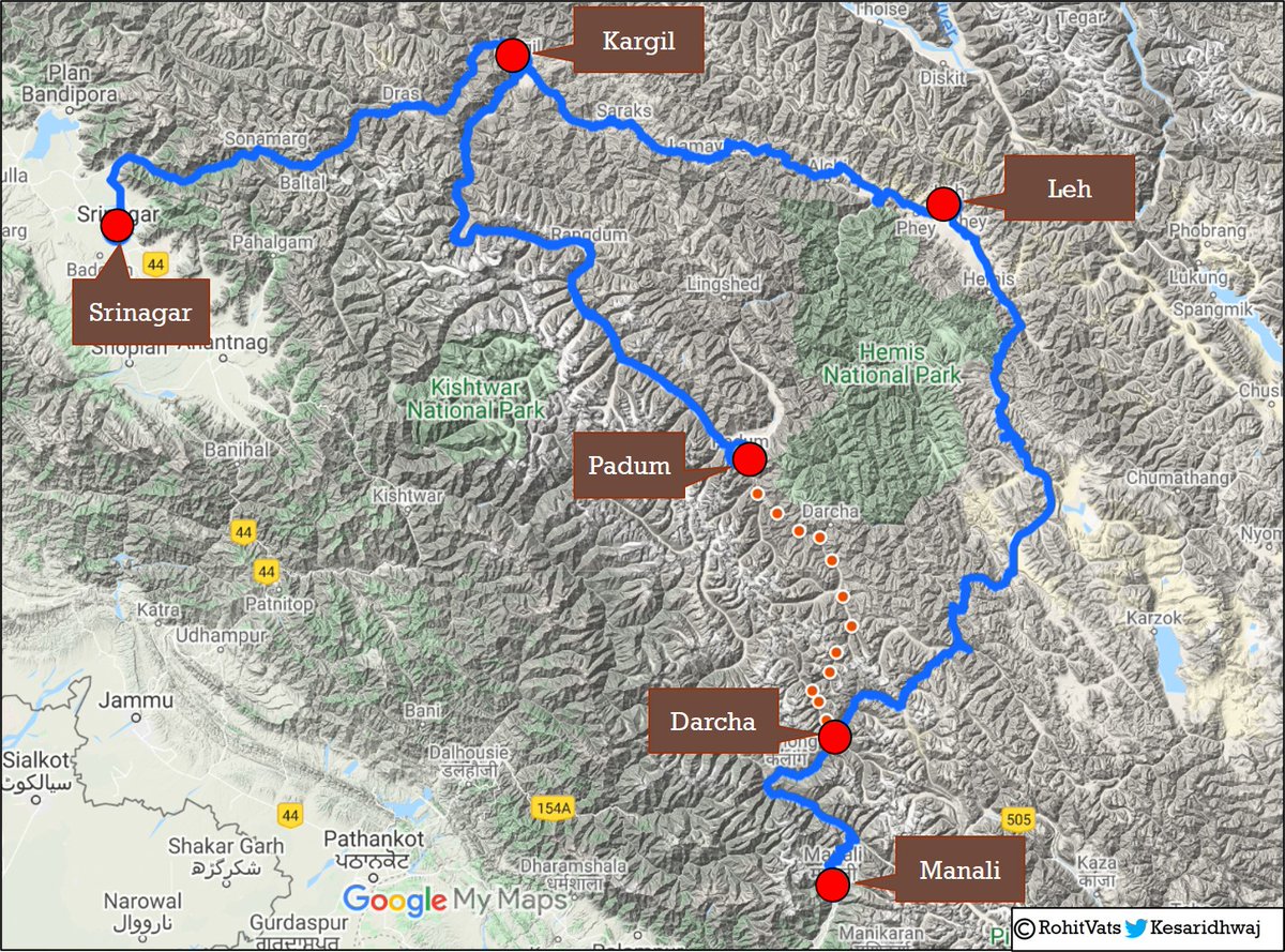location map of Padum in Ladakh