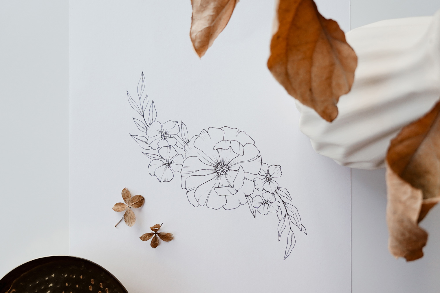 Floral composition drawing course