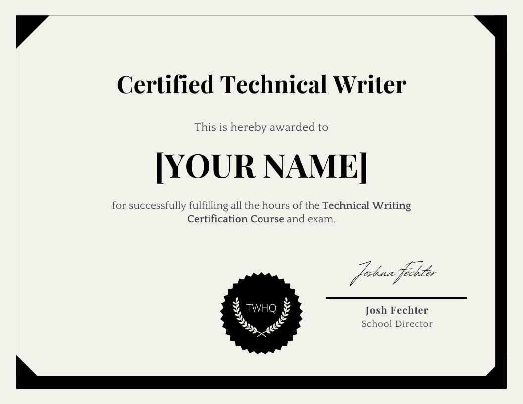 Technical Writer Certification Course Technical Writer HQ