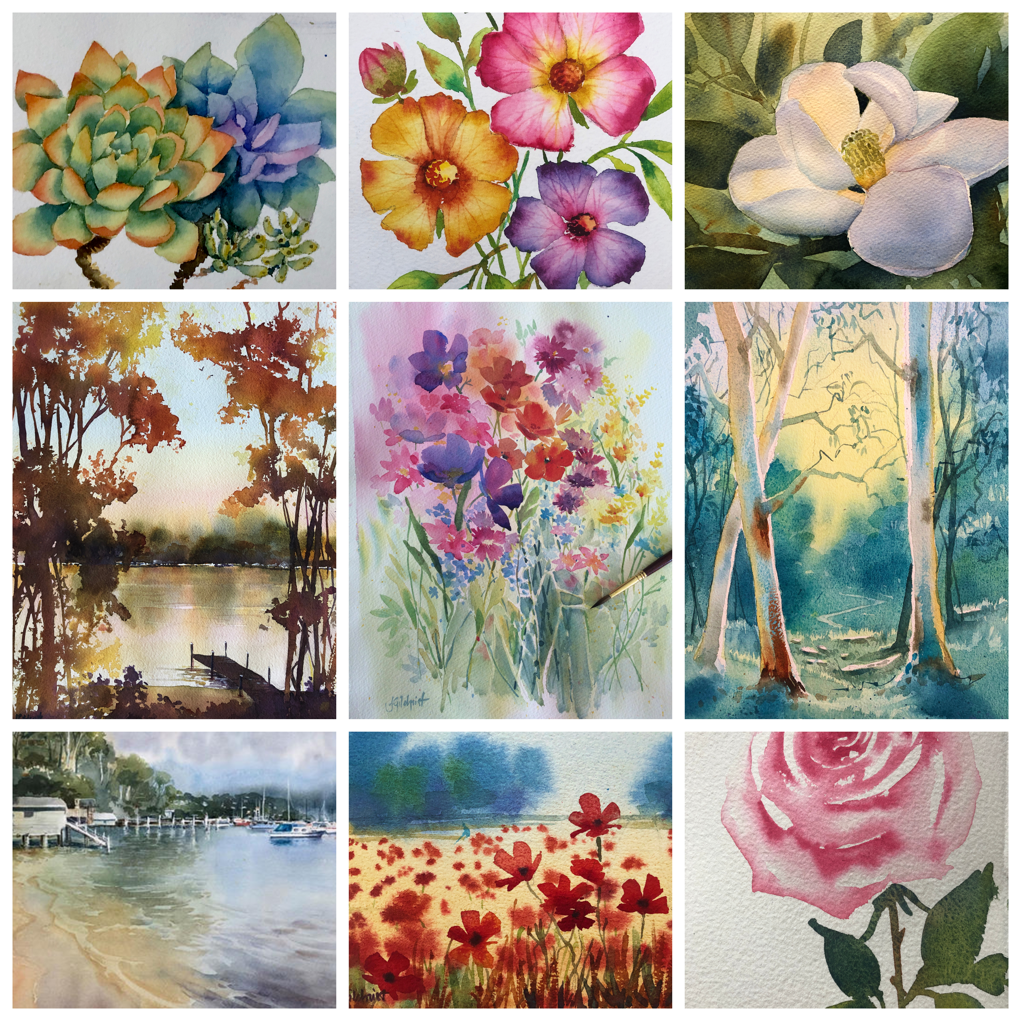 WAtercolour workshops for intermediate painters, online and on demand