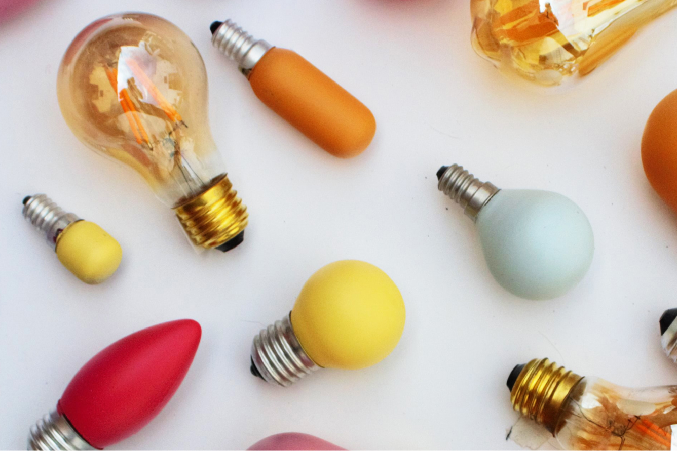 A selection of light bulbs on a white background