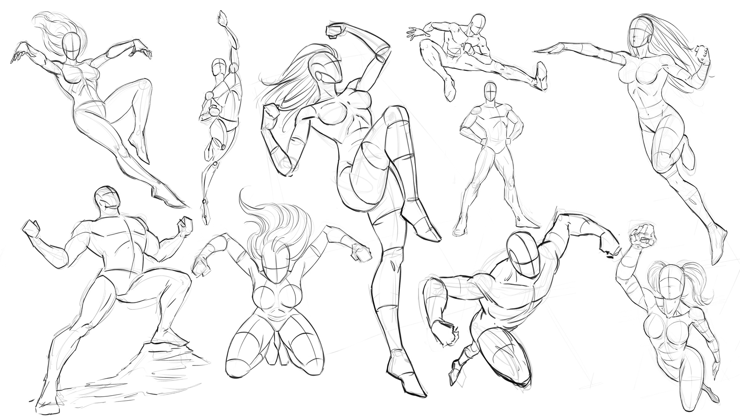 superhero pose sketch