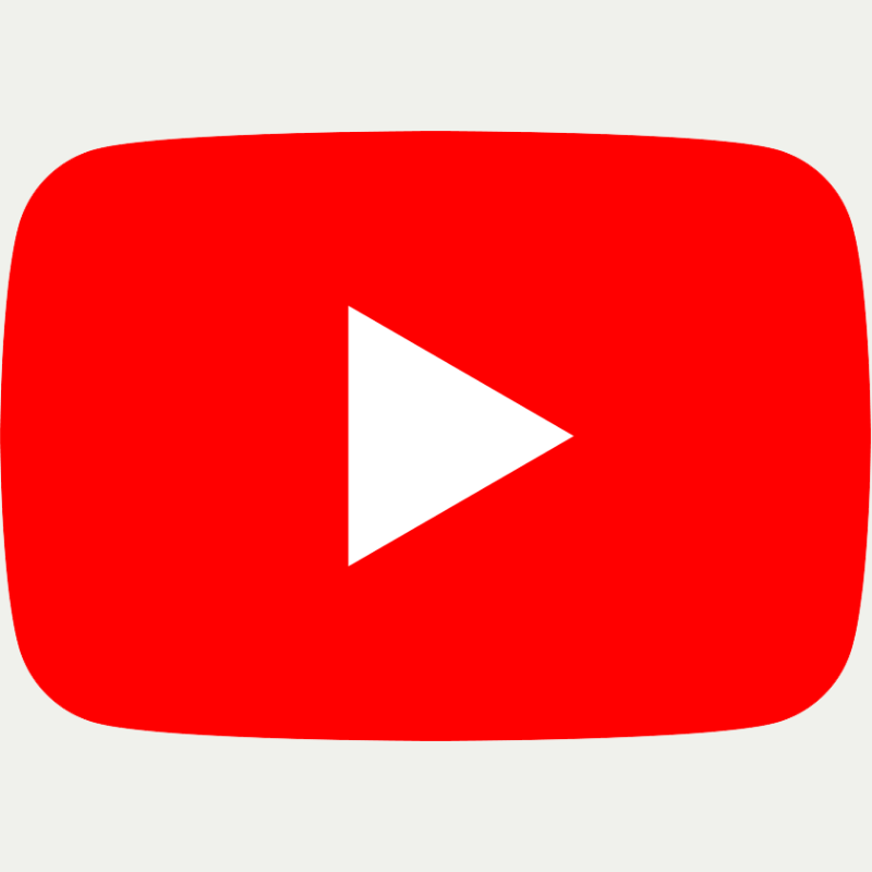 Youtube symbol of a white play triangle in a red rectangle