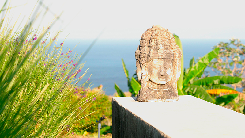 Buddhist statue with three heads