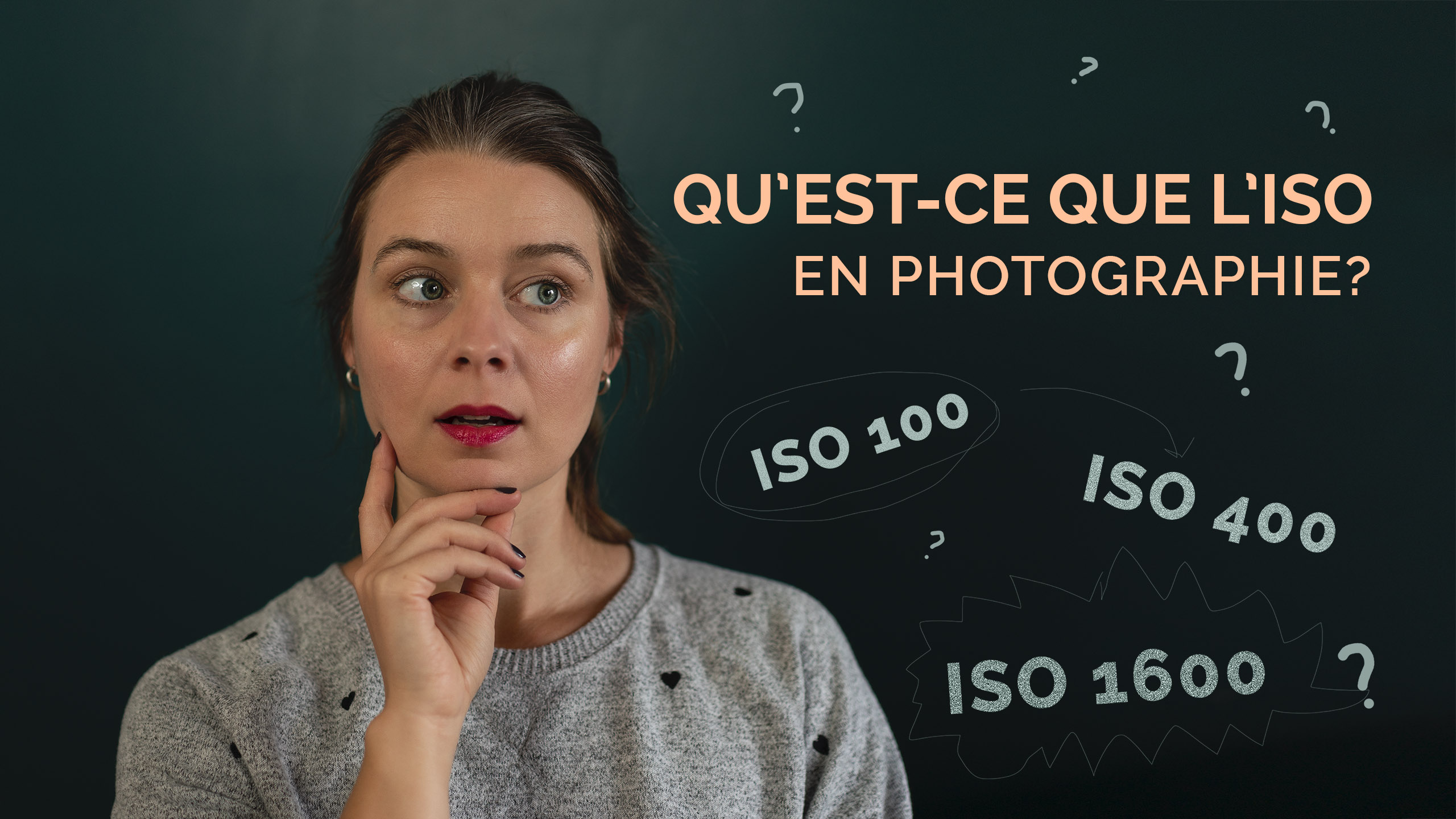 Photo portrait de femme qui regarde des valeurs ISO en photographie