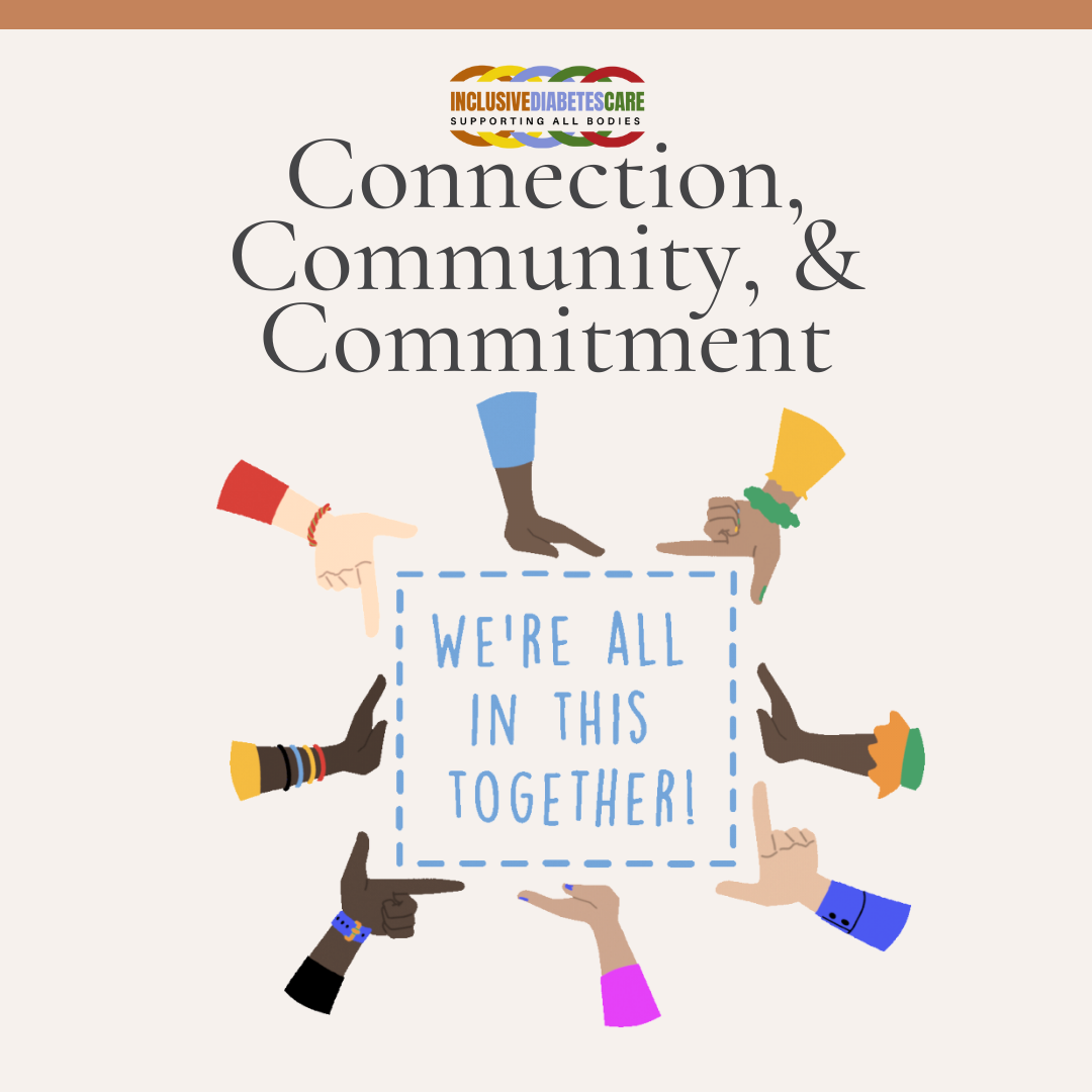 Connection, Community and Commitment are the words above