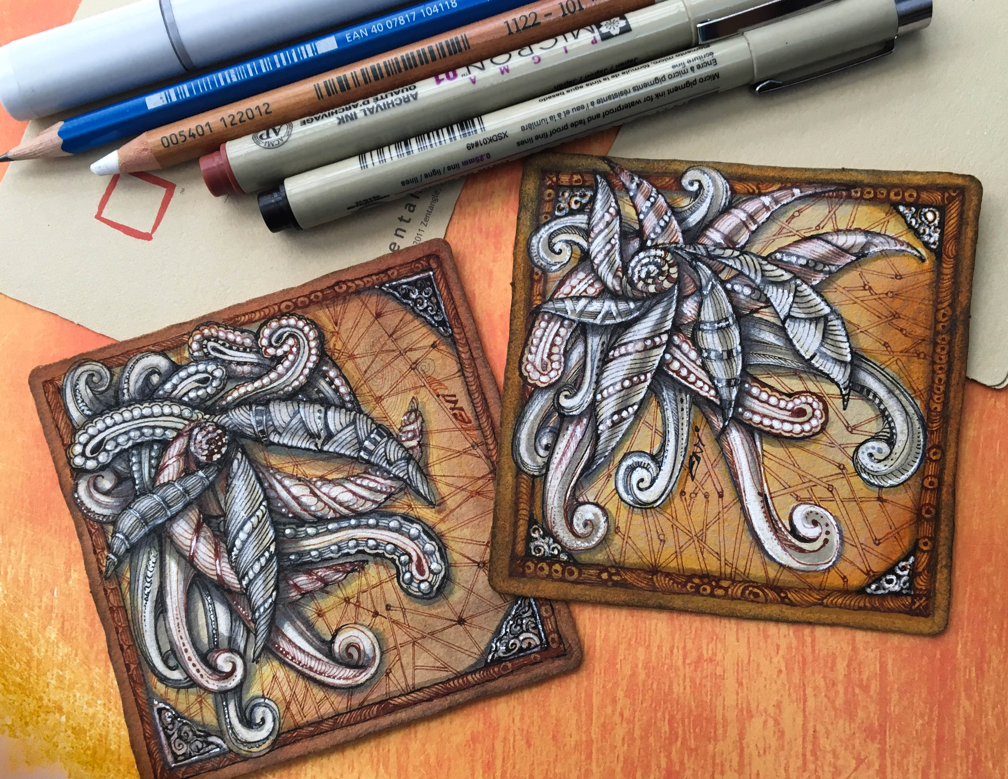 Zentangle® Supplies, pens, paper, tortillons