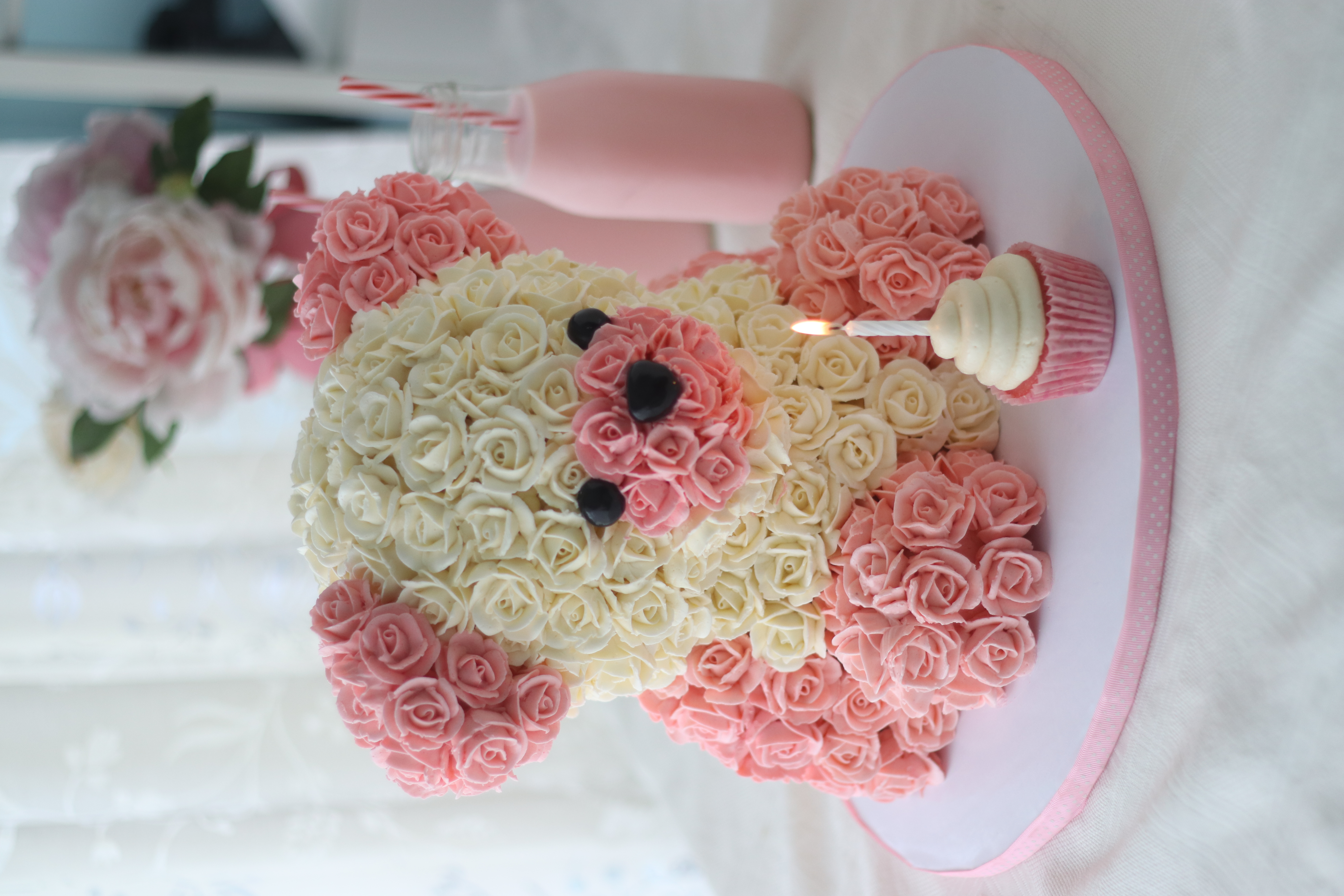 flower teddy bear cake