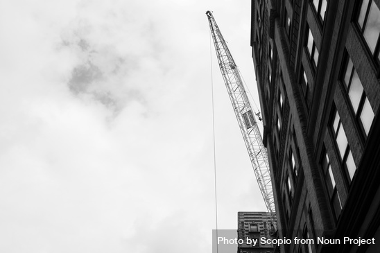 Crane At Construction Site In Grayscale by Scopio from NounProject.com