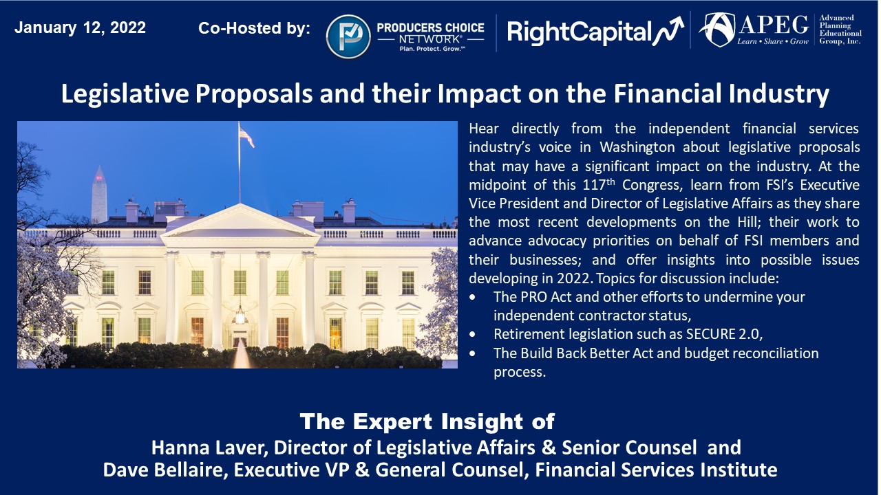 APEG Legislative Proposals and their Impact on the Financial Industry 
