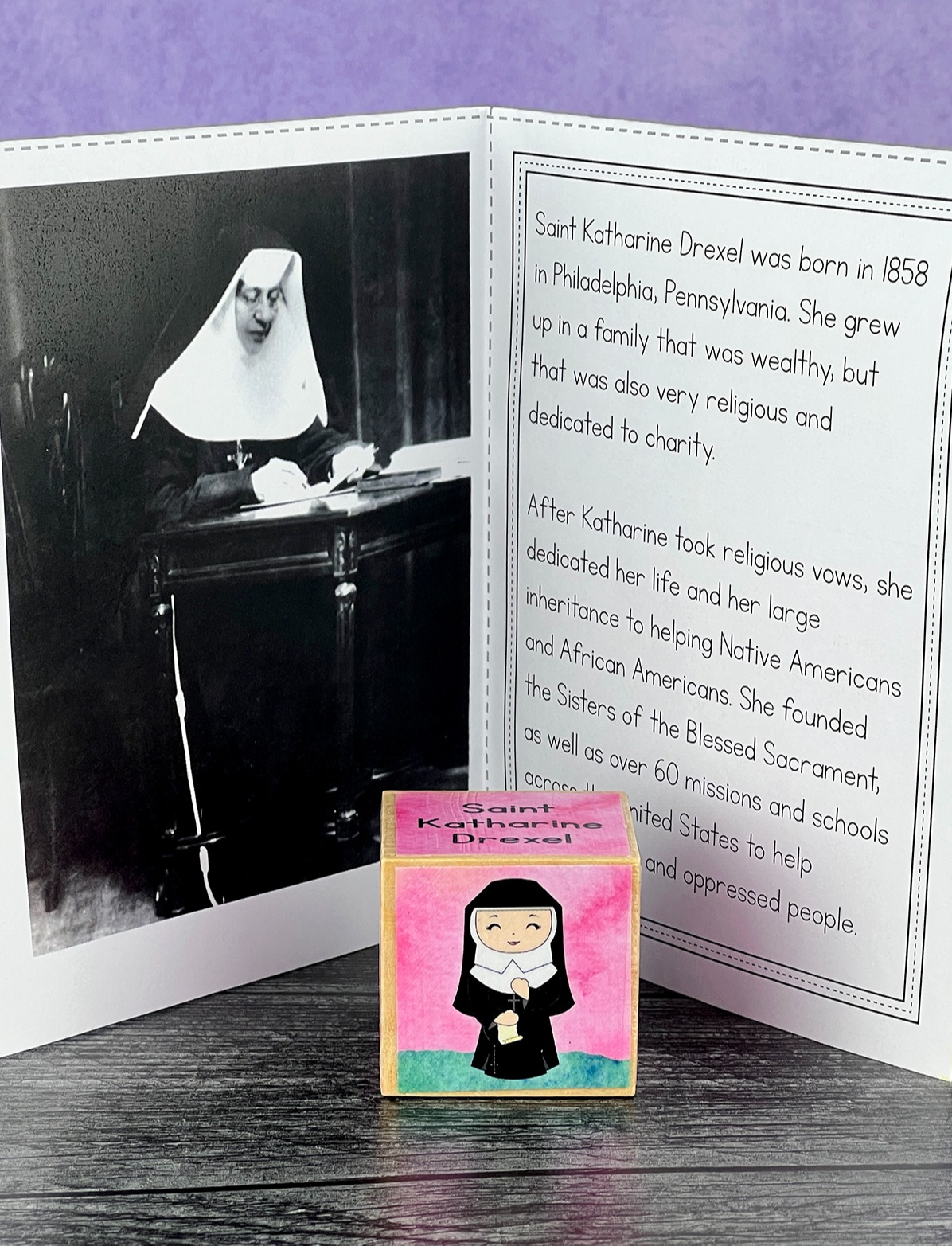 Saint Katharine Drexel Saint Block Craft and Printable Mini Book