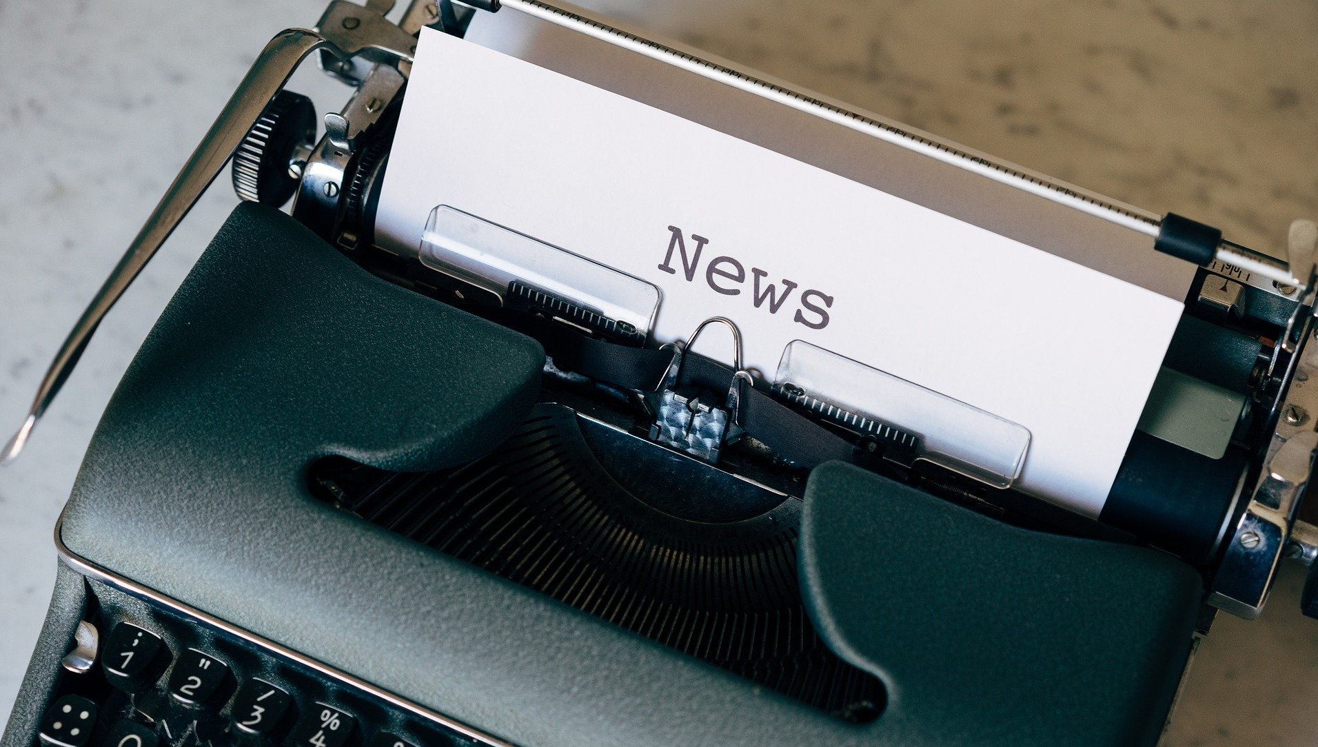 a typewriter with a page being typed out, with the headline NEWS.  Image by Markus Winkler from Pixabay 
