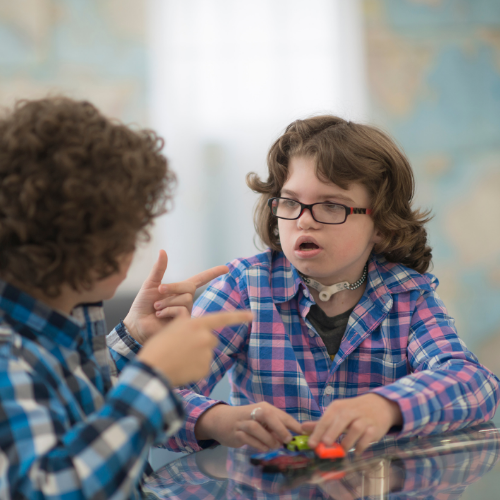 children sign makaton to each other