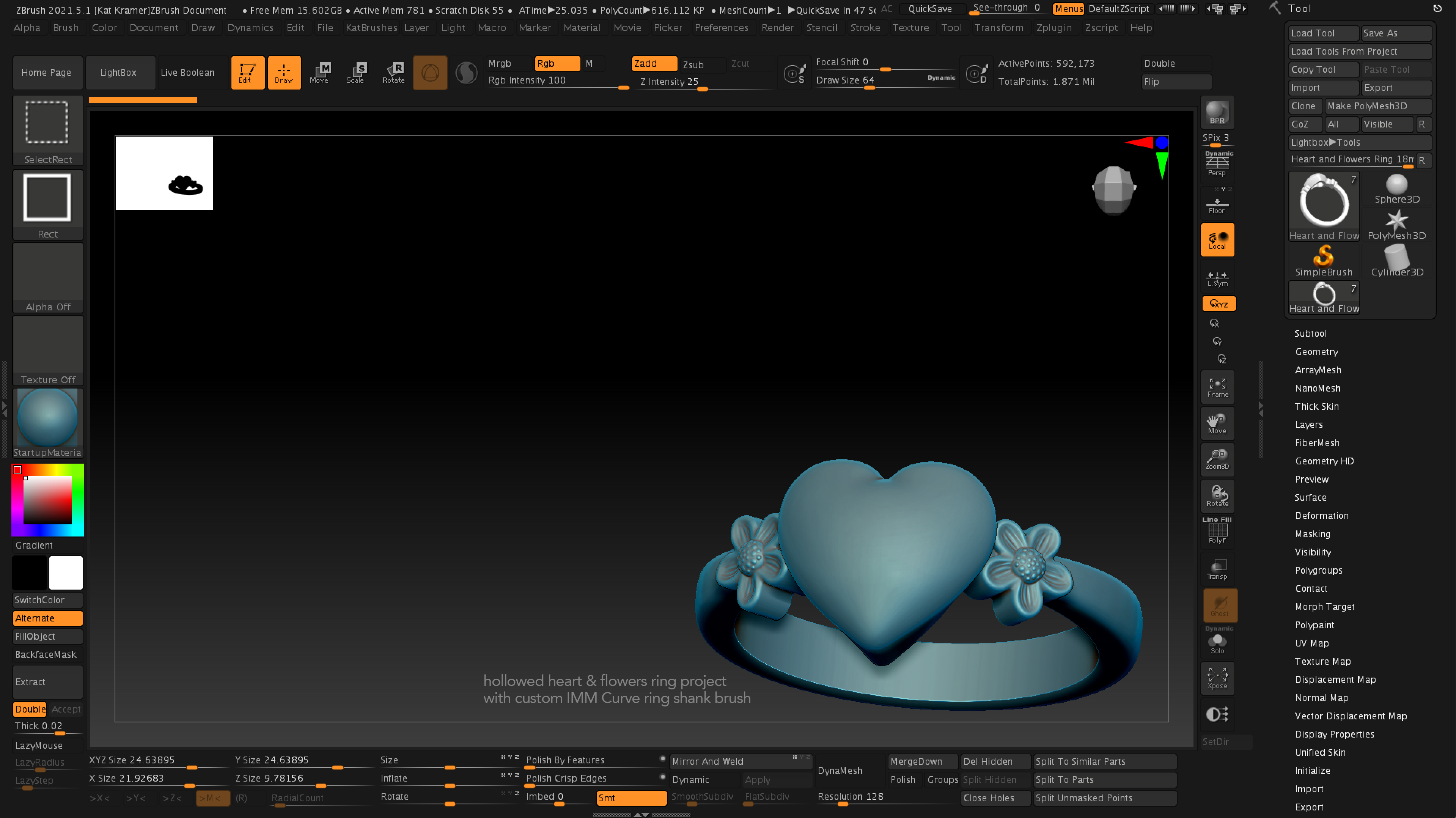 ZBrush Interface with Jewelry by Kat Adair