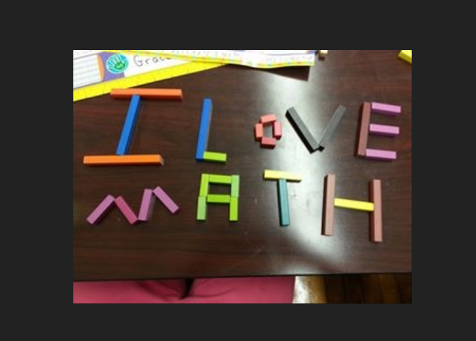 I Love Math written with Cuisenaire Rods.