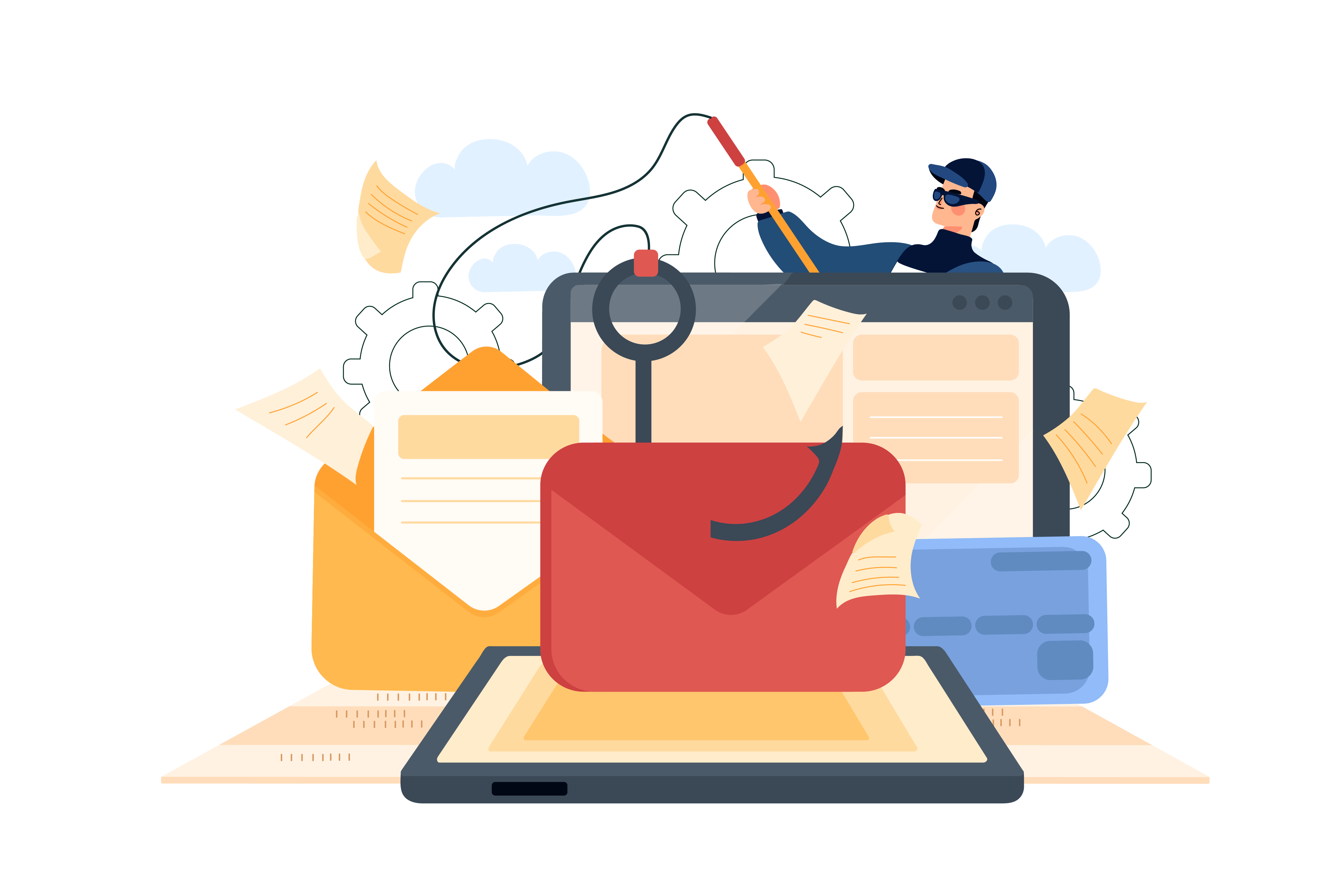 hacker stealing data via phishing