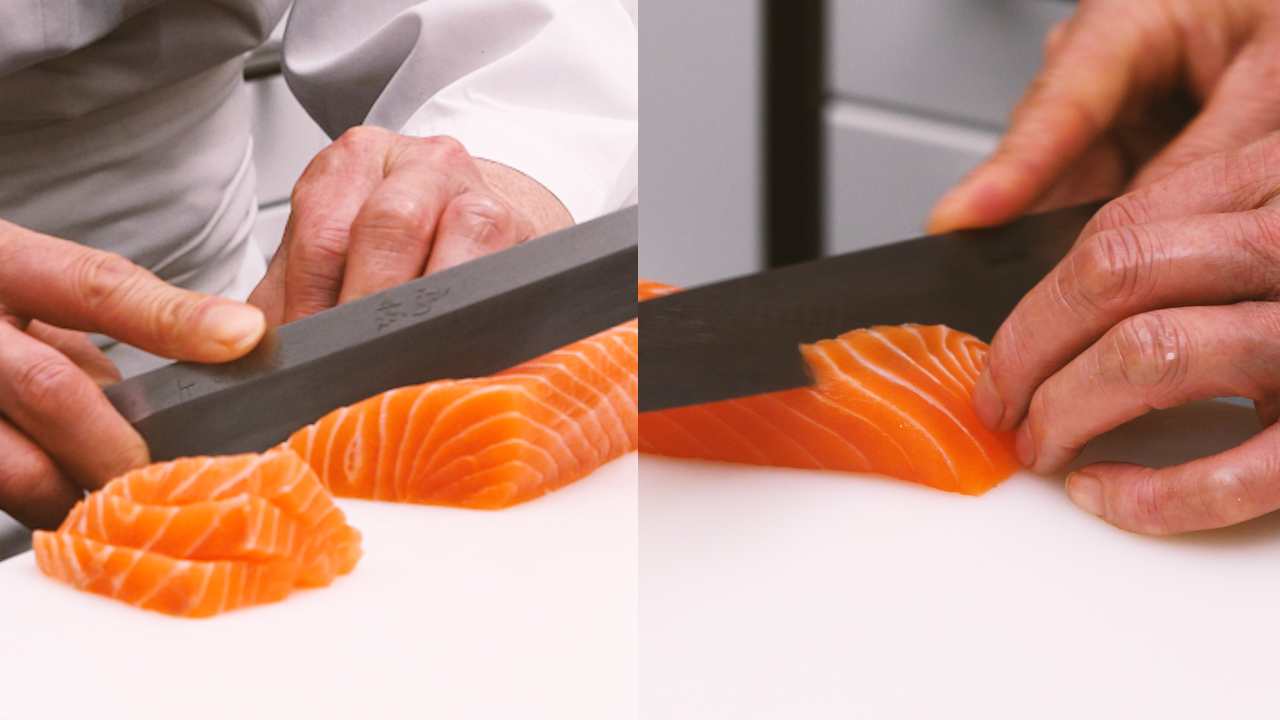 Salmon sashimi in 2 variations
