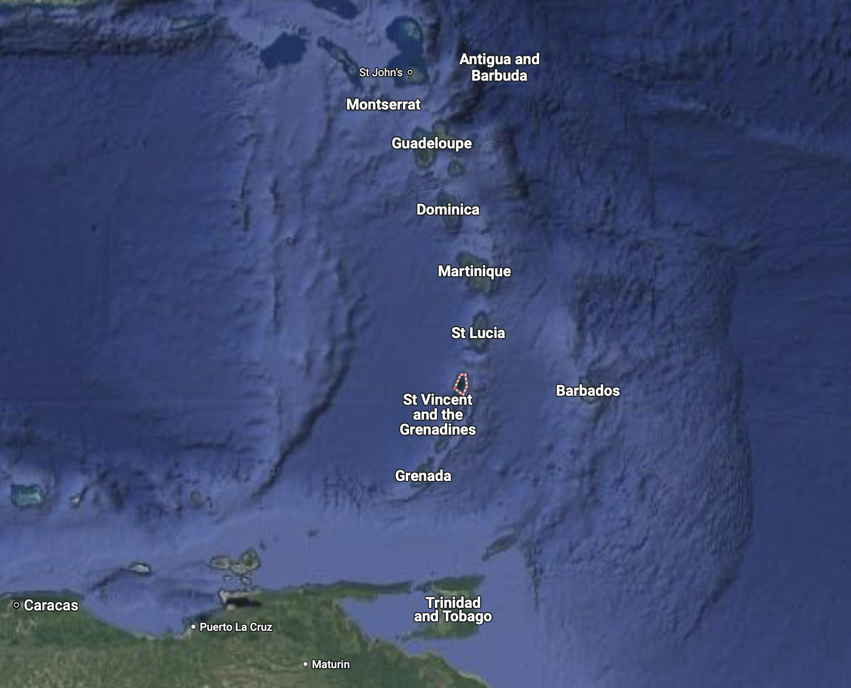 Map of St Vincent and the Grenadines