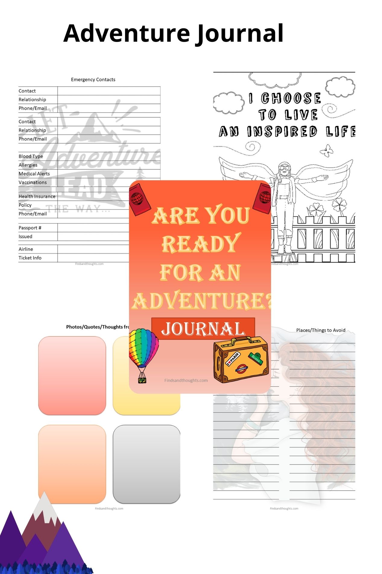 Adventure Journal - coloring pages, lists